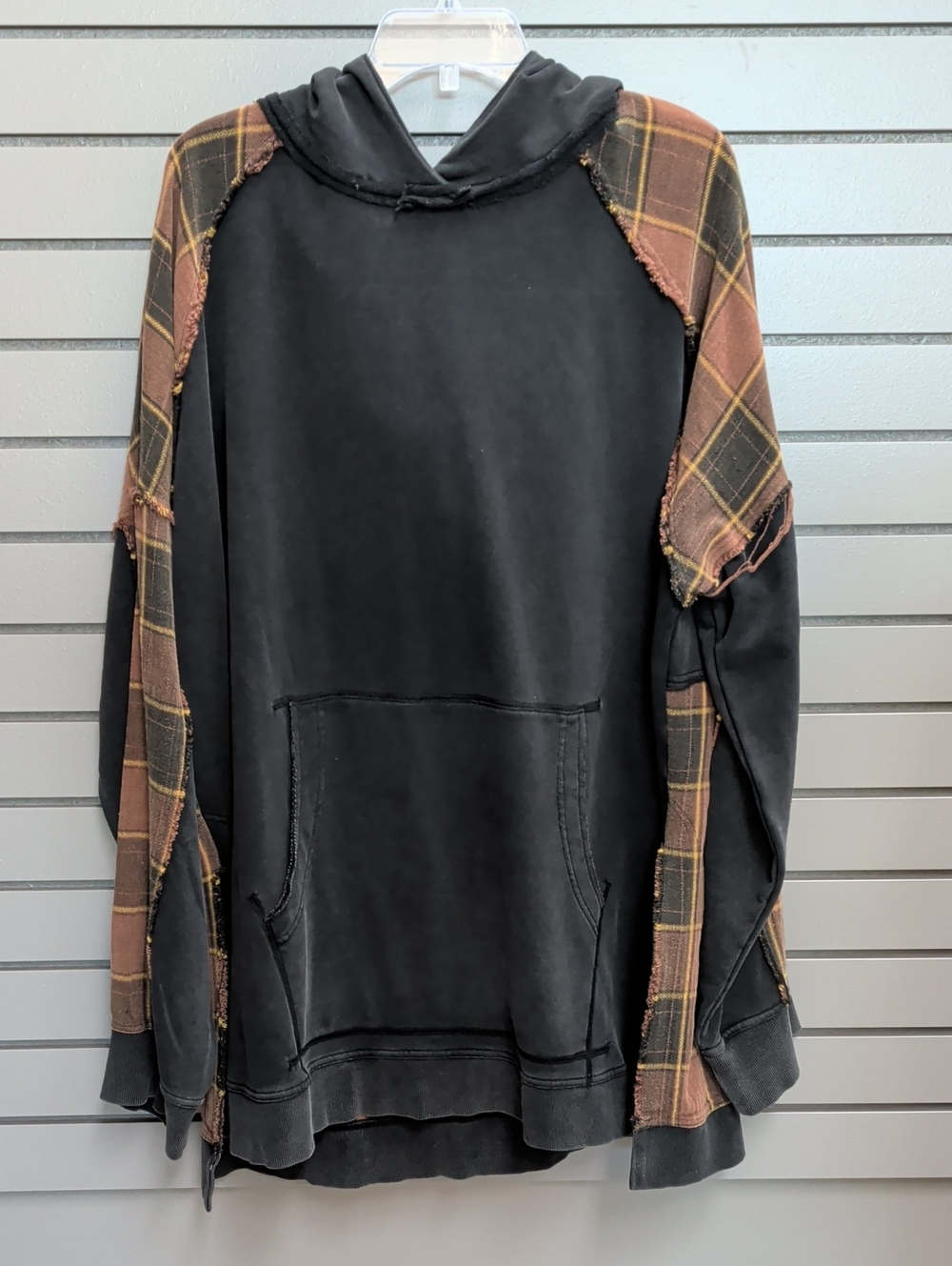 Jade By Jane NWT - PLUS SIZE Tunic Hoodie Plaid Sleeve Panels - Women's Top